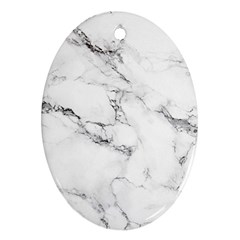 White Faux Marble Oval Ornament (two Sides)