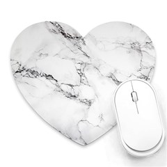 White Faux Marble Heart Mousepads by Dushan