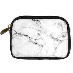 White Faux Marble Digital Camera Leather Case by Dushan