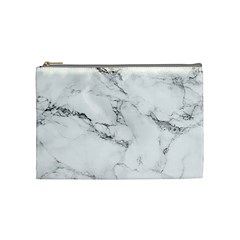 White Faux Marble Cosmetic Bag (medium) by Dushan