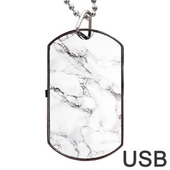 White Faux Marble Dog Tag Usb Flash (two Sides) by Dushan