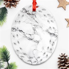 White Faux Marble Ornament (oval Filigree) by Dushan