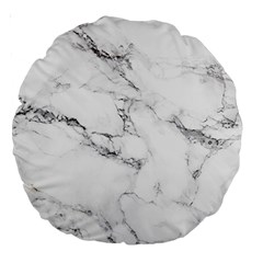 White Faux Marble Large 18  Premium Round Cushions by Dushan