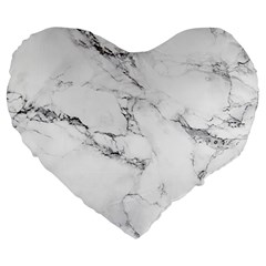 White Faux Marble Large 19  Premium Heart Shape Cushions by Dushan