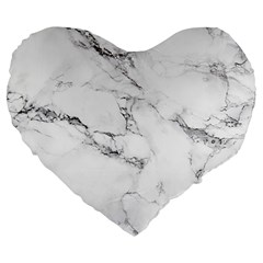 White Faux Marble Large 19  Premium Flano Heart Shape Cushions by Dushan