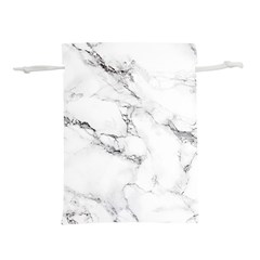 White Faux Marble Lightweight Drawstring Pouch (s) by Dushan