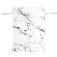 White Faux Marble  Lightweight Drawstring Pouch (xl) by Dushan