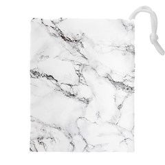 White Faux Marble Drawstring Pouch (4xl) by Dushan