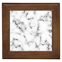 White Faux Marble Texture  Framed Tile by Dushan