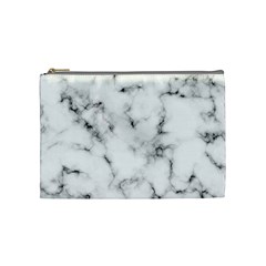 White Faux Marble Texture  Cosmetic Bag (medium) by Dushan