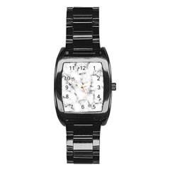 White faux marble texture  Stainless Steel Barrel Watch