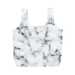 White faux marble texture  Full Print Recycle Bag (M)