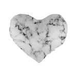 White faux marble texture  Standard 16  Premium Flano Heart Shape Cushions Front