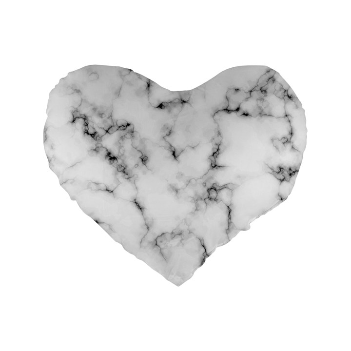 White faux marble texture  Standard 16  Premium Flano Heart Shape Cushions