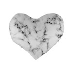 White faux marble texture  Standard 16  Premium Flano Heart Shape Cushions Back