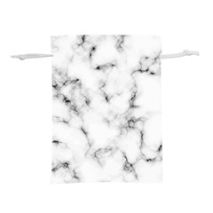 White Faux Marble Texture  Lightweight Drawstring Pouch (m) by Dushan