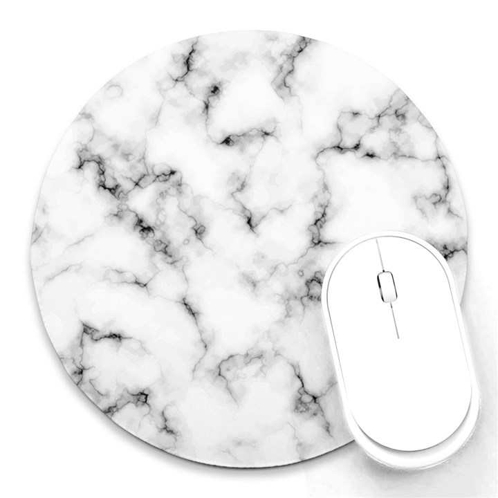 White faux marble texture  Round Mousepads