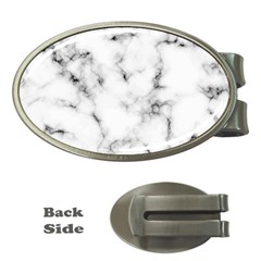 White Faux Marble Texture  Money Clips (oval)  by Dushan