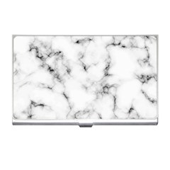 White Faux Marble Texture  Business Card Holder by Dushan