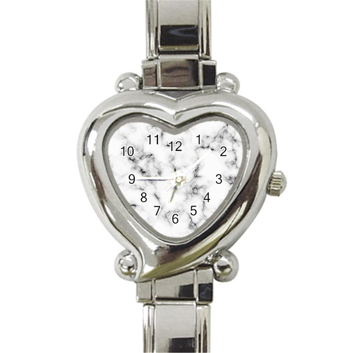 White faux marble texture  Heart Italian Charm Watch