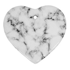 White Faux Marble Texture  Heart Ornament (two Sides) by Dushan