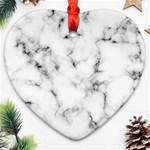 White faux marble texture  Heart Ornament (Two Sides) Front