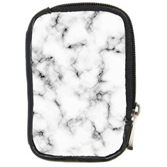 White Faux Marble Texture  Compact Camera Leather Case by Dushan