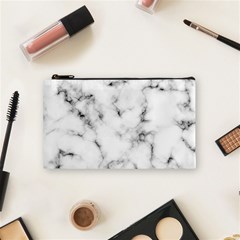 White Faux Marble Texture  Cosmetic Bag (small) by Dushan