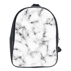 White Faux Marble Texture  School Bag (large) by Dushan