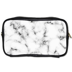 White Faux Marble Texture  Toiletries Bag (two Sides) by Dushan