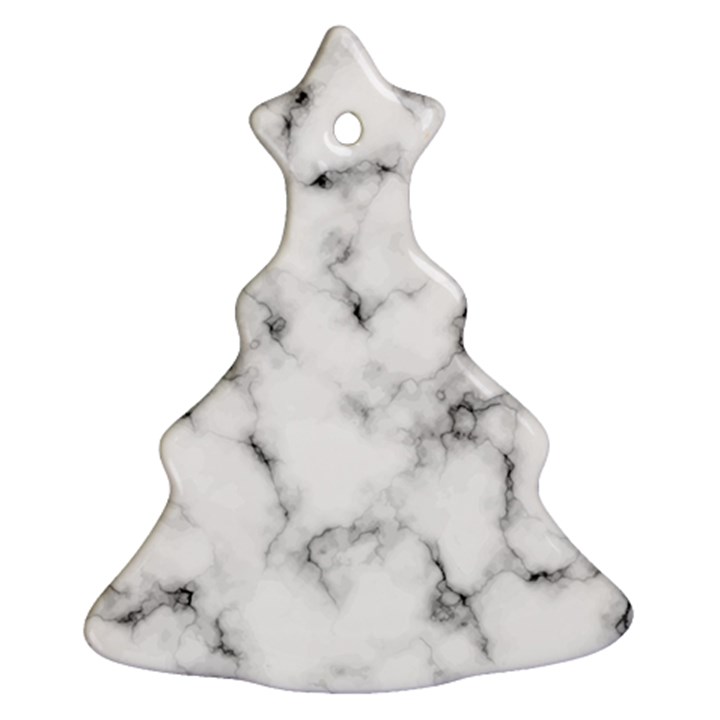 White faux marble texture  Christmas Tree Ornament (Two Sides)