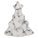 White faux marble texture  Christmas Tree Ornament (Two Sides) Back