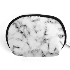 White Faux Marble Texture  Accessory Pouch (medium) by Dushan