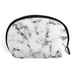 White Faux Marble Texture  Accessory Pouch (large) by Dushan