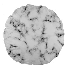 White Faux Marble Texture  Large 18  Premium Flano Round Cushions by Dushan