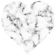 White Faux Marble Texture  Wooden Puzzle Heart by Dushan