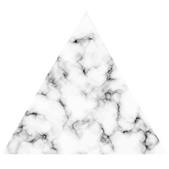 White Faux Marble Texture  Wooden Puzzle Triangle by Dushan