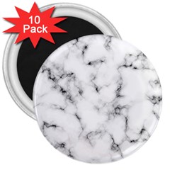 White Faux Marble Texture  3  Magnets (10 Pack)  by Dushan