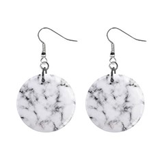 White Faux Marble Texture  Mini Button Earrings by Dushan