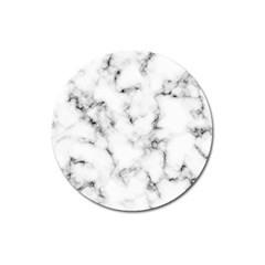 White Faux Marble Texture  Magnet 3  (round) by Dushan