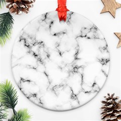 White Faux Marble Texture  Round Ornament (two Sides)