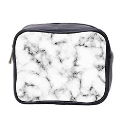 White Faux Marble Texture  Mini Toiletries Bag (two Sides) by Dushan