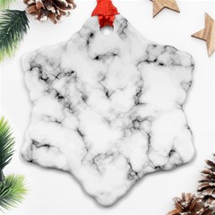 White Faux Marble Texture  Snowflake Ornament (two Sides)