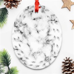 White Faux Marble Texture  Oval Filigree Ornament (two Sides)