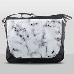 White Faux Marble Texture  Messenger Bag by Dushan