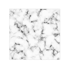 White Faux Marble Texture  Small Satin Scarf (square) by Dushan