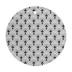 Black And White Art-deco Pattern Round Ornament (two Sides)