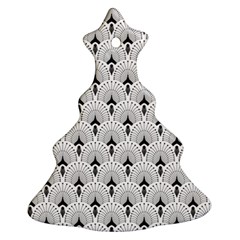 Black And White Art-deco Pattern Christmas Tree Ornament (two Sides)