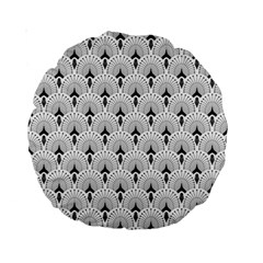 Black And White Art-deco Pattern Standard 15  Premium Round Cushions by Dushan