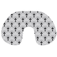 Black And White Art-deco Pattern Travel Neck Pillow by Dushan